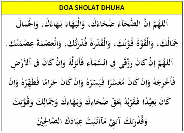 Doa setelah sholat dhuha dan artinya
