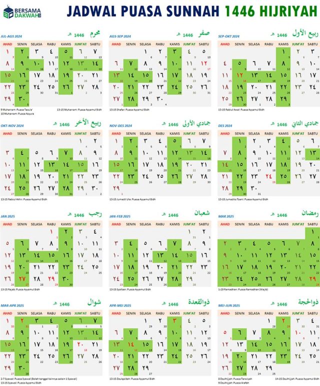 kalender puasa sunnah 1446 hijriyah