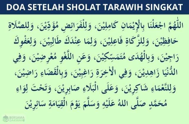 doa setelah sholat tarawih singkat