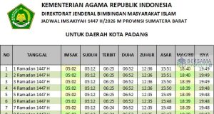 jadwal imsakiyah padang 2026