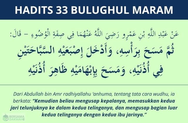 hadits tata cara mengusap telinga saat wudhu - bulughul maram 33 hadits tata cara mengusap telinga saat wudhu - bulughul maram 33